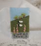 Embroidered Brooch - Summer Landscape sheep and foxgloves
