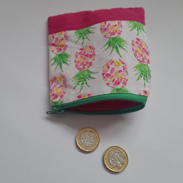 Pink Pineapple Design Coin Purse