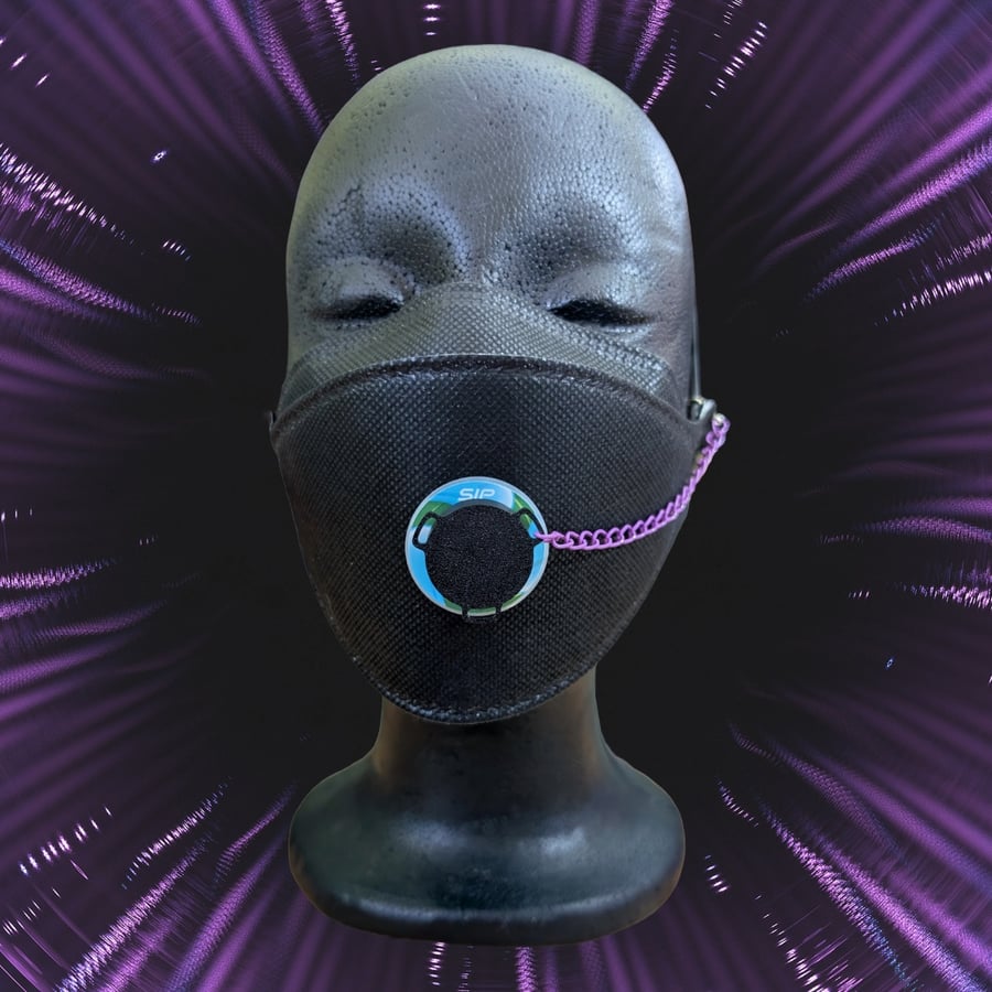 Black SIP valve cap with purple keeper