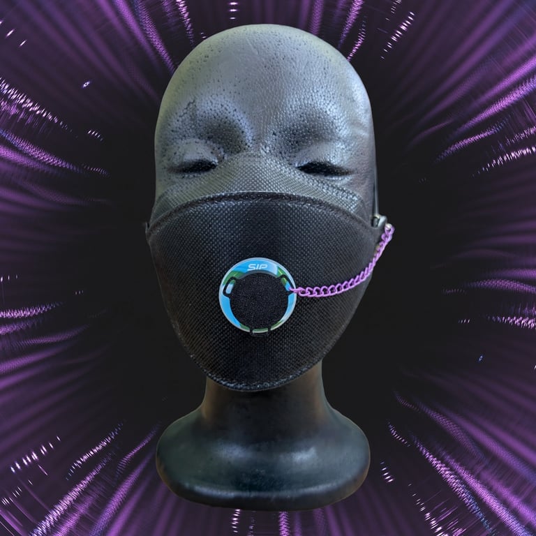 Black SIP valve cap with purple keeper