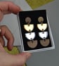 Statement earrings in walnut wood with silver and gold mirror acrylic - Image 2