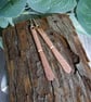 Earrings, Copper Long Teardrops with Textures and Silver Earwires - Image 2