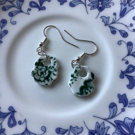 Handmade Drop Earrings, Broken Ceramic, Unique Earrings