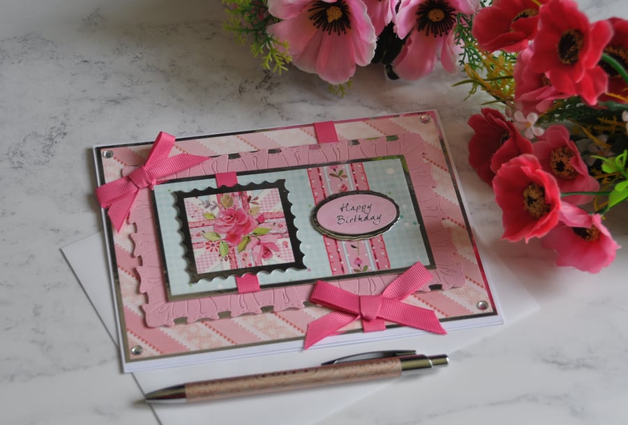 70th Jubilee 3D Luxury Handmade Card Happy Birthday Union Flag English Rose