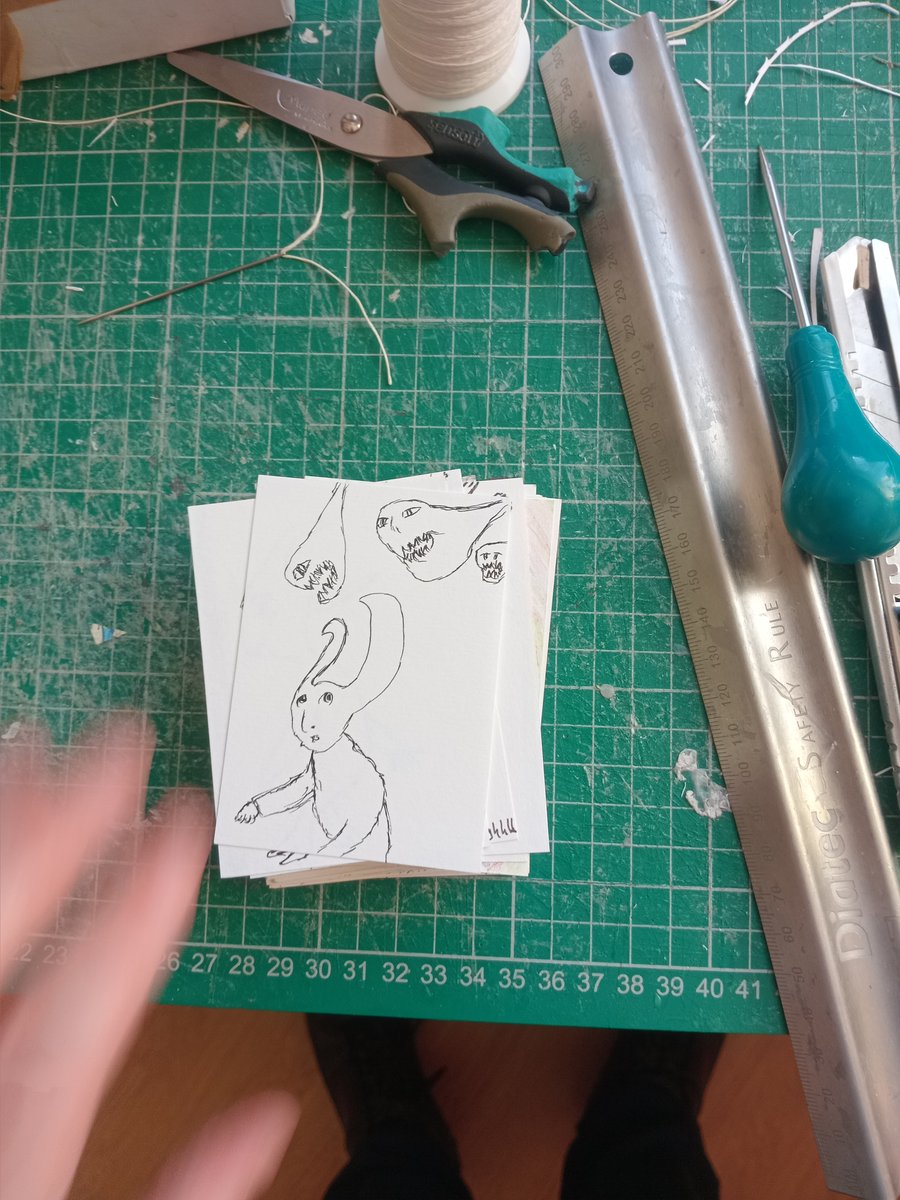 Original pen drawing aceo. Humorous devil demon cute