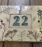 Door number or house name sign ceramic botanical nature flowers leaves impressed - Image 8