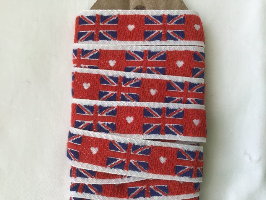 Woven labels of Union jacks.  FREE UK DELIVERY