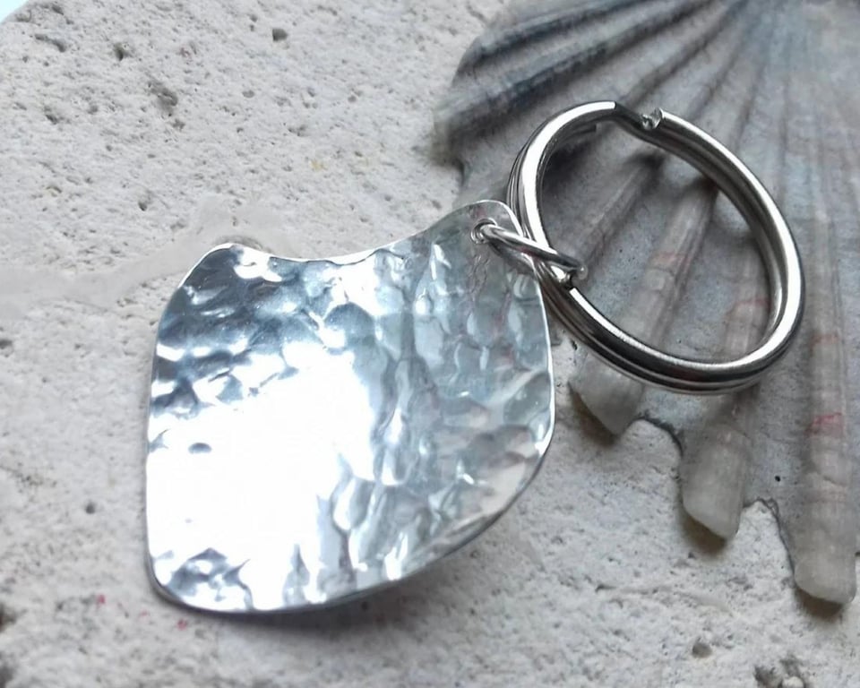 Abstract Potato Peel Sterling Silver Keyring
