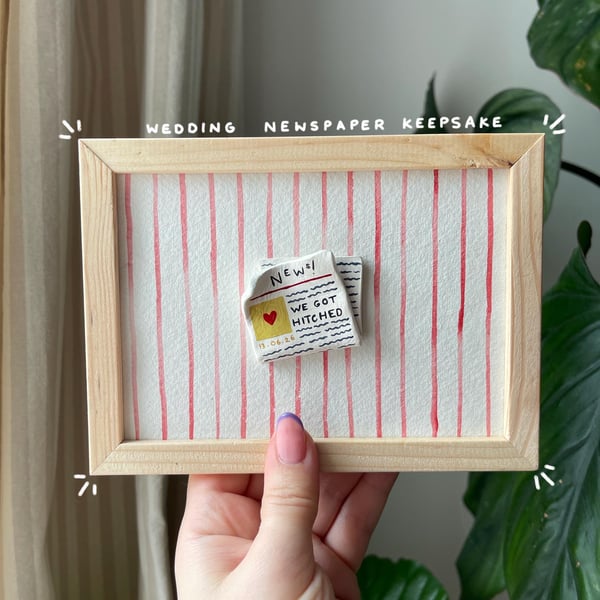 Framed Wedding Newspaper Keepsake - Personalised Anniversary Gift