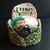 SALE ceramic pincushion with flower button