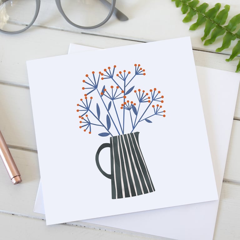 Striped Jug Greetings Card