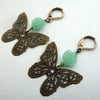 bronze butterfly earrings