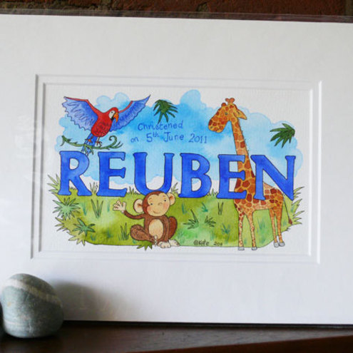 Reuben Jungle Name Painting Commission - MOUNTED ONLY