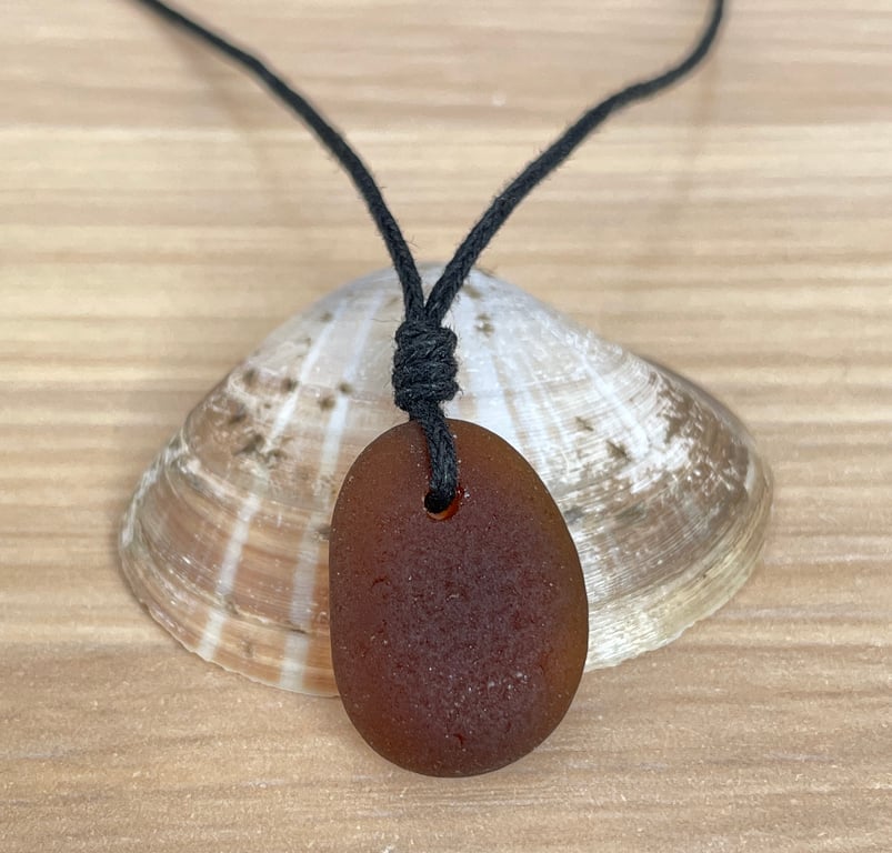 Adjustable Brown Sea Glass Necklace