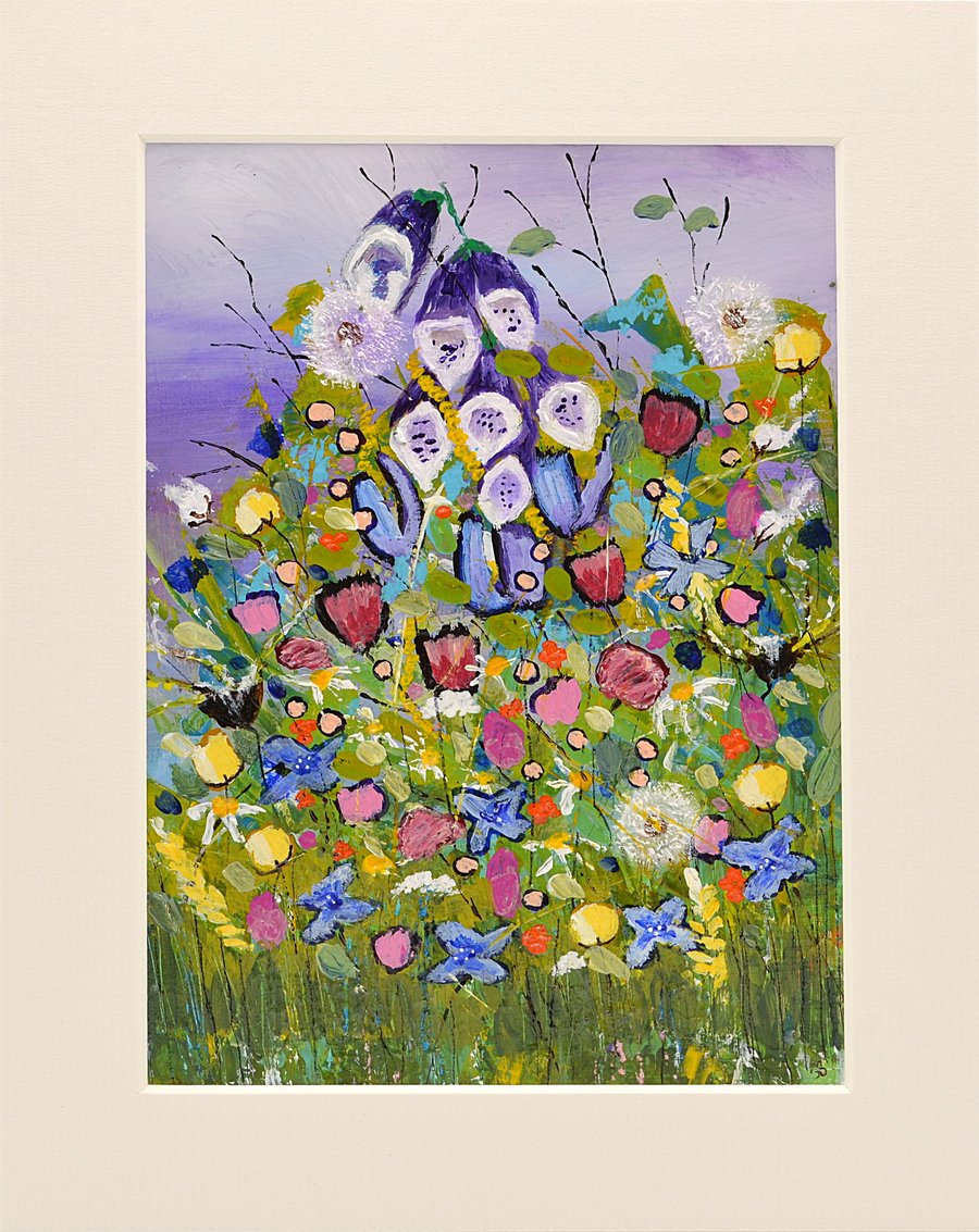 A Modern Painting of Wildflowers in Scotland.  10 x 8 inches.