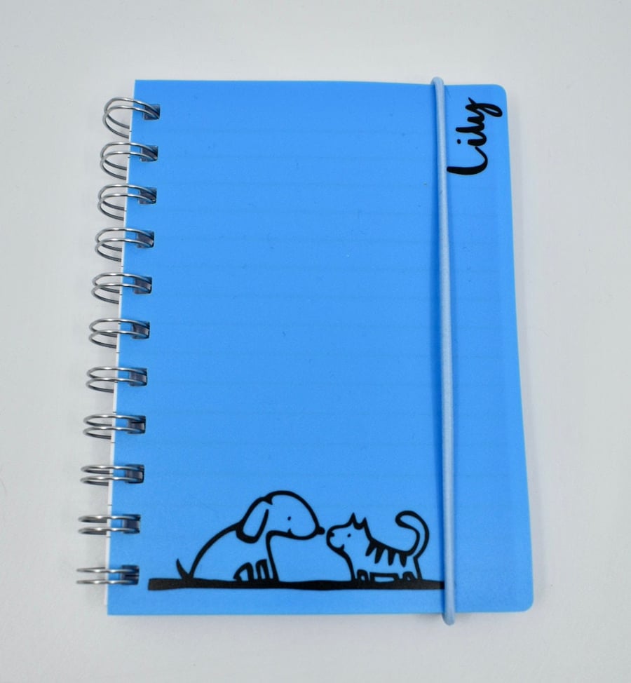 A6 Notebook - cat and dog - customise - your name - stationery - back to school 