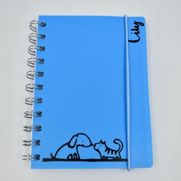 A6 Notebook - cat and dog - customise - your name - stationery - back to school 
