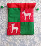 Christmas gift bag. Patchwork drawstring bag with reindeer. Choice of colours . - Image 2