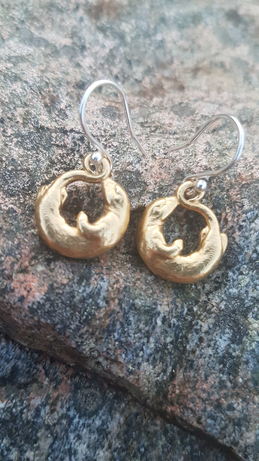 Golden Otter Earrings Large