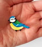 Blue Tit Brooch - Handmade - Image 4