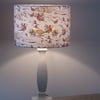 Drum lampshade 30cm covered in cotton fabric showing pheasants & horses & hounds