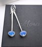 Eye catching long dangle blue onyx earrings