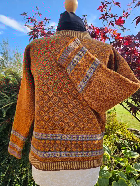 Fair Isle 'Coull' jumper, Pecan and Vintage Orange