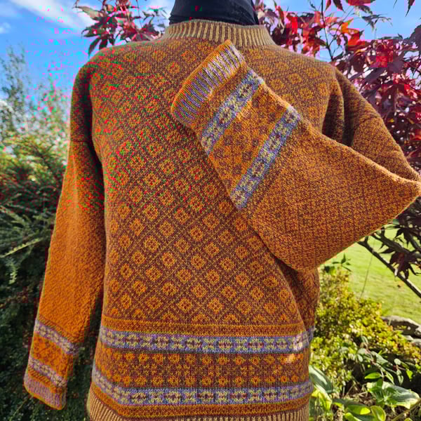 Fair Isle 'Coull' jumper, Pecan and Vintage Orange