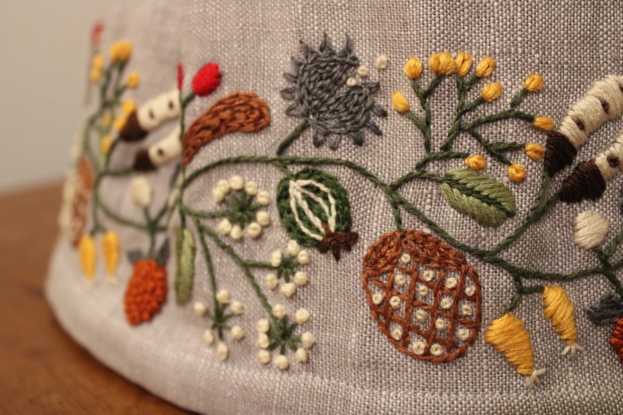 Handmade lampshade embroidered by hand