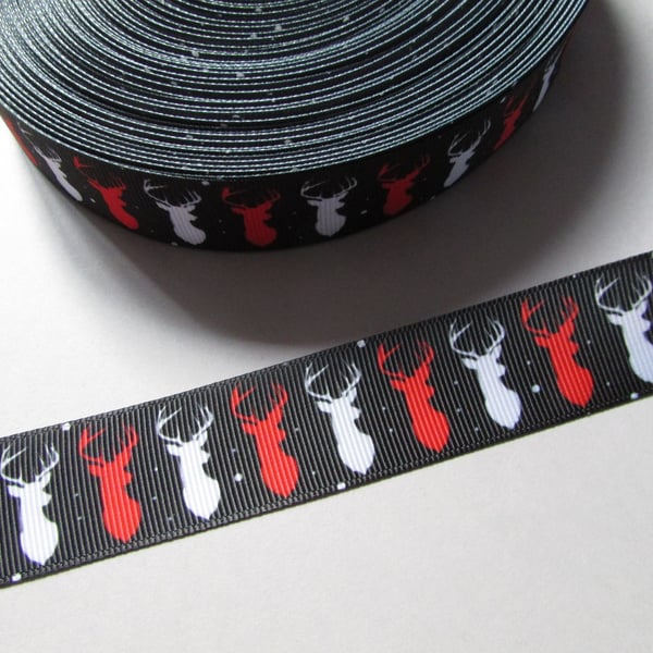 Stag Deer Grosgrain Ribbon x 1 metre