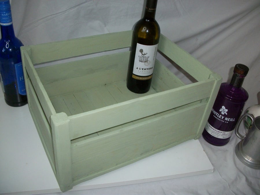 Sage Green wooden storage box crate