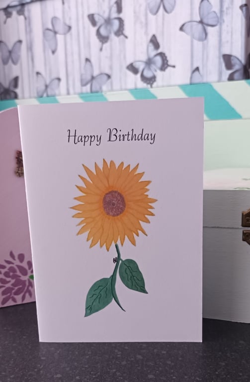 Birthday Greeting Card. Mum, Dad, Grandma, Grandad. Sunflower. Artwork Print.