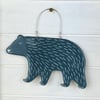 Ceramic Polar Bear (Blue-grey with Fur) Decoration