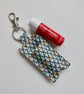 Key ring lip balm holder in grey geometric fabric - Image 2