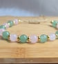 Rose Quartz & Aventurine Gemstone Bracelet With 18k Gold Beads