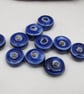 10 Small Cobalt Blue Glazed Ceramic Washer Beads - Image 2