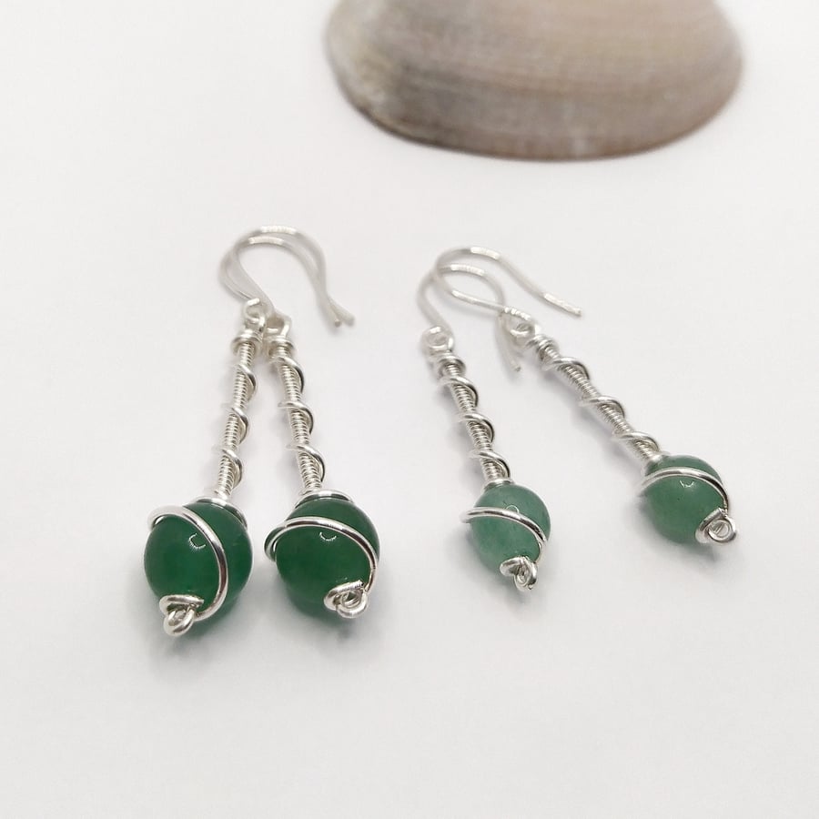 Green Aventurine Drop Earrings in two sizes