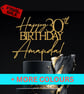 Happy Birthday Decorations, Cake Topper, Party Supplies, Personalized Text Gifts