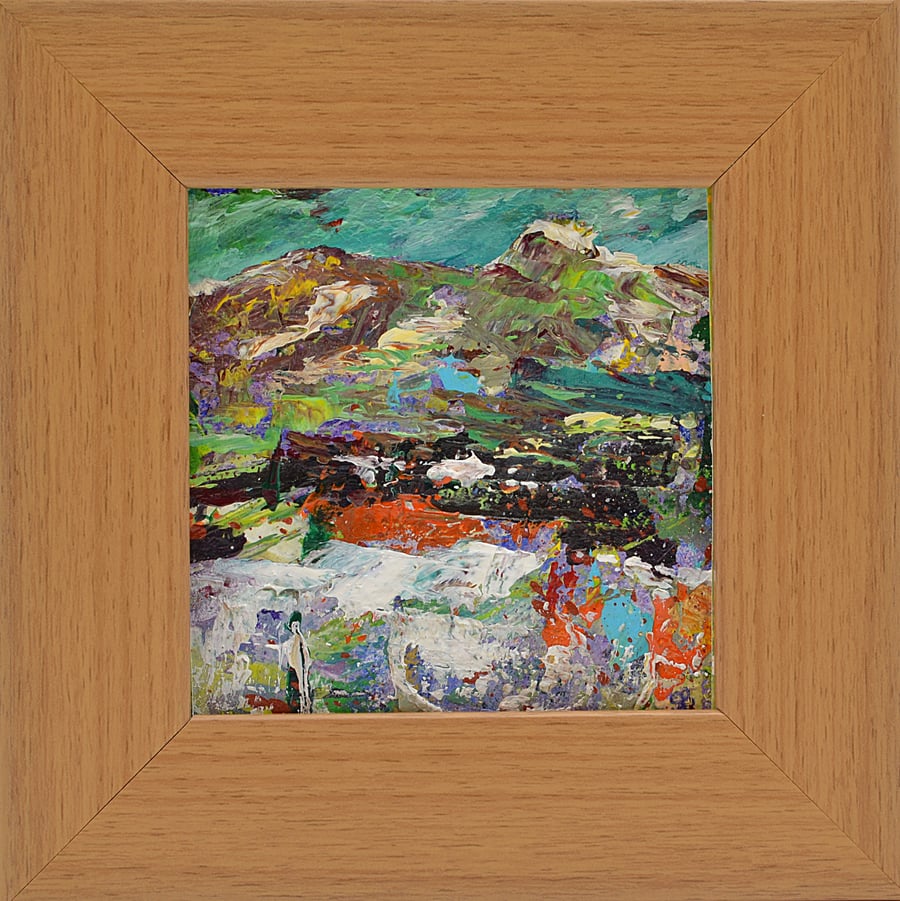 Small Framed Original Painting of a Winter Landscape (5.5 x 5.5 inches)