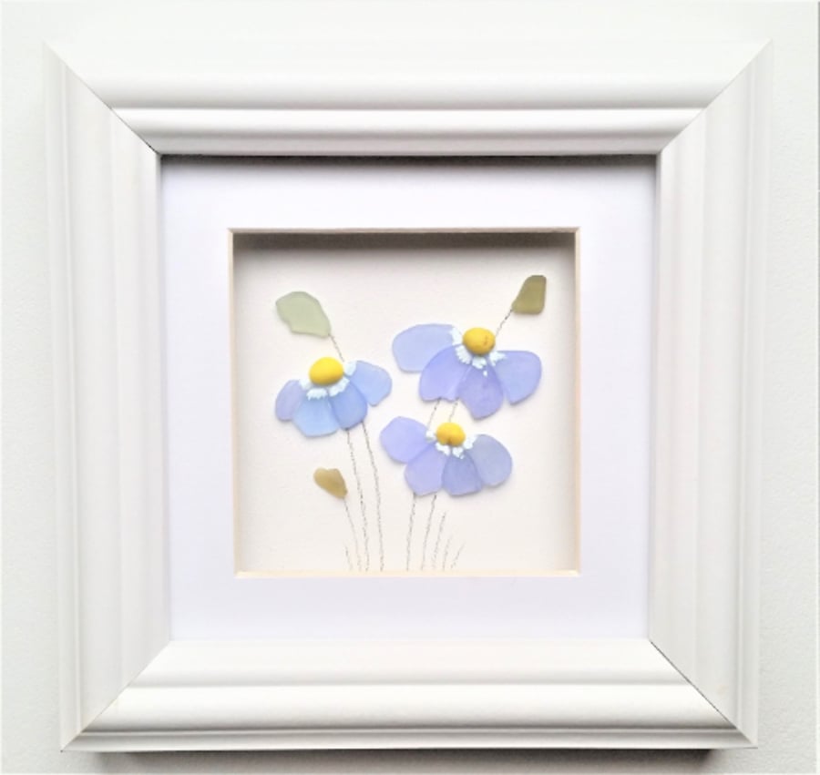 Forget Me Nots, I Miss You Gift, Sea Glass Flowers, Gift for Her for Mum for Nan