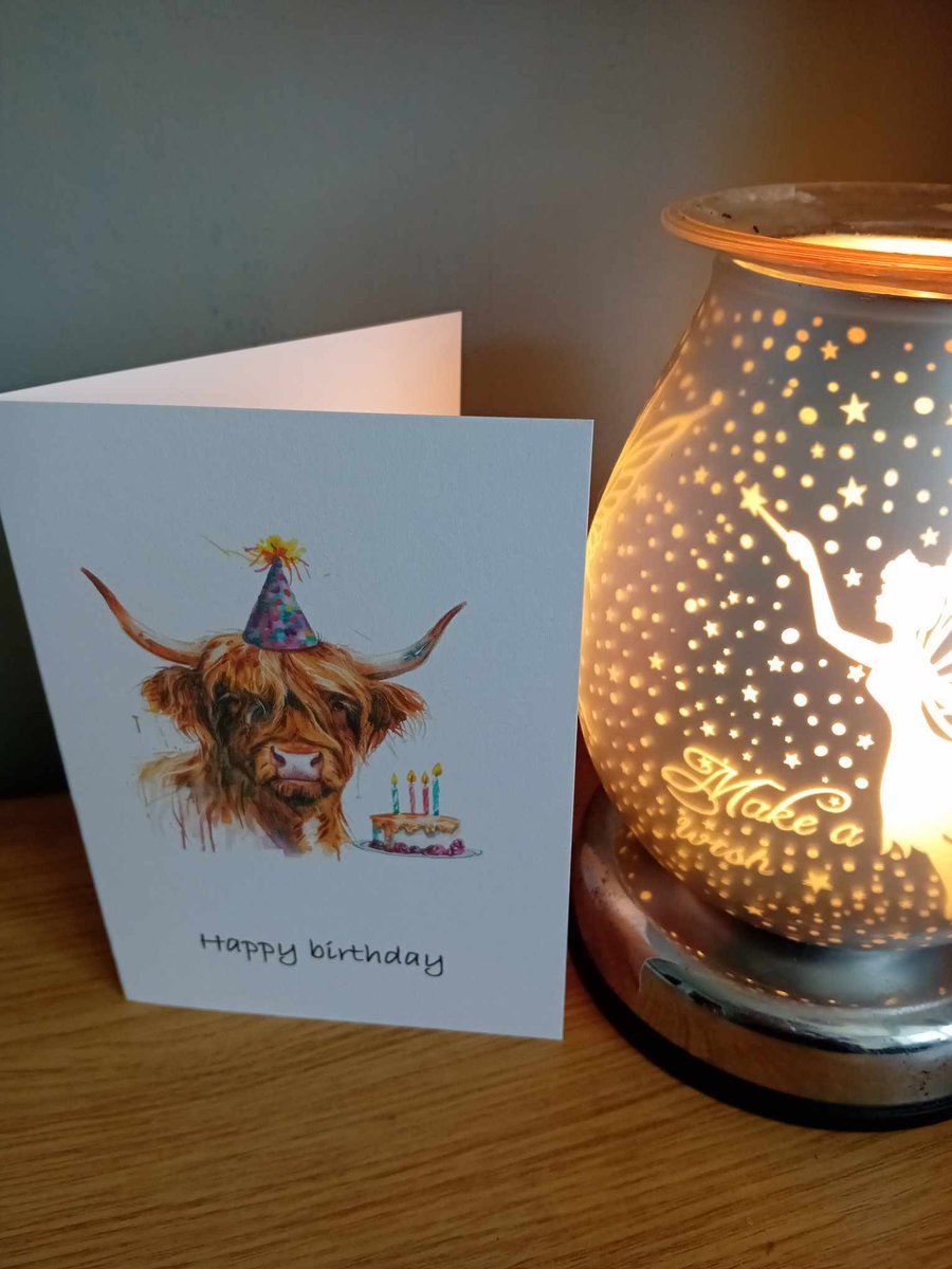 Happy birthday - Highland cow design - A6