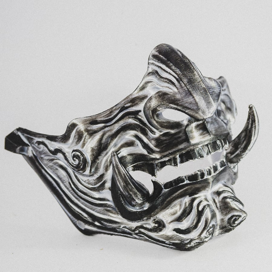 Wearable Samurai Menpo Oni Ninja Ghost of Tsushima Masks -  Painted Ebony