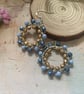 Beaded wire wrapped hoop blue and gold earrings, boho accessories, gift daughter - Image 8
