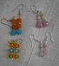 2x Pink Silver 2x Orange Gold Earring set