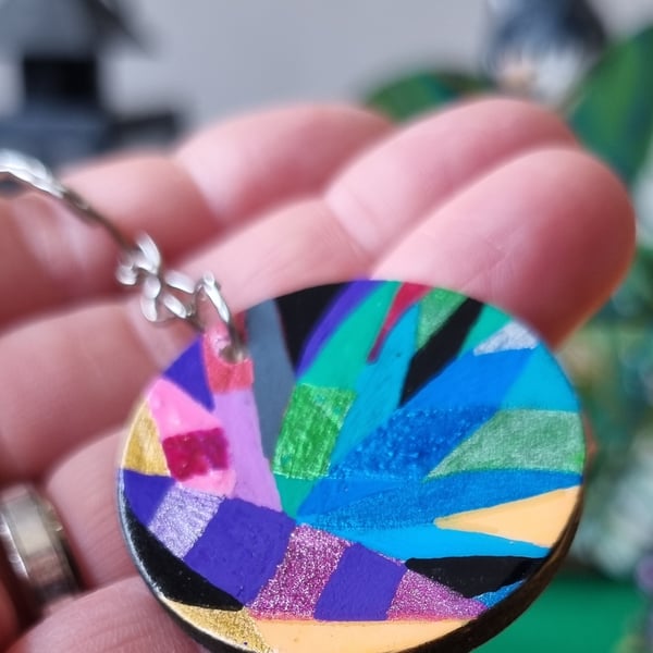 Hand painted wooden keyrings (swirls and sparks)