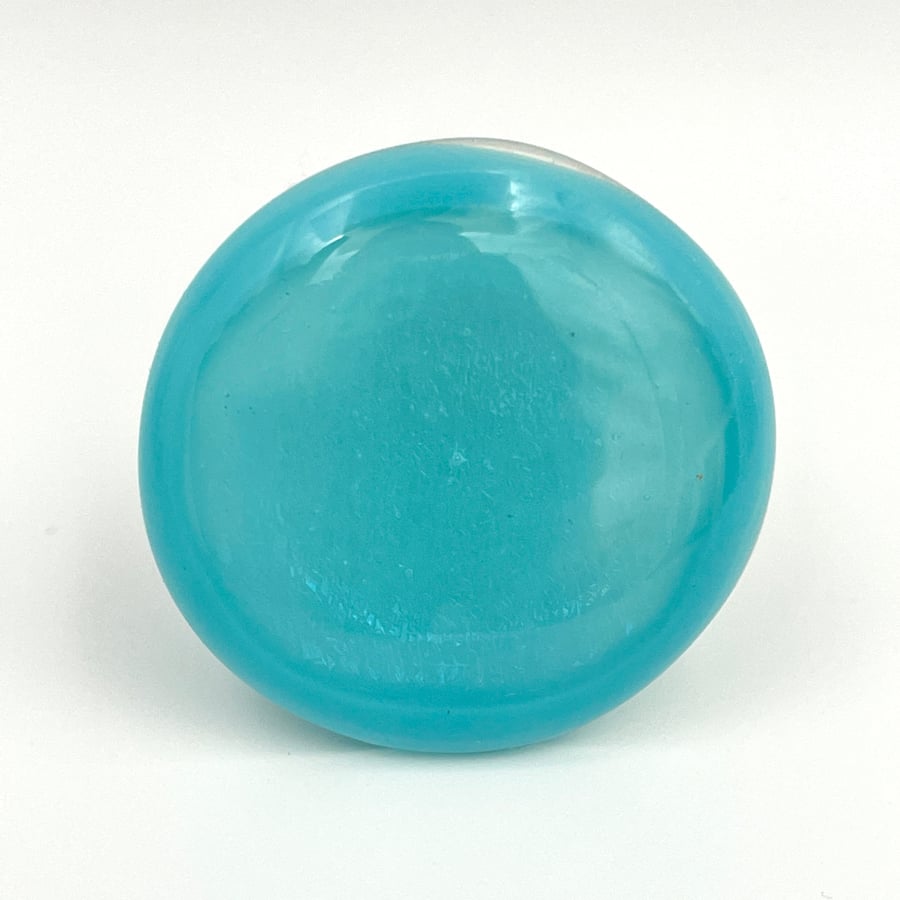 Fused Glass Blue Iridescent Brooch