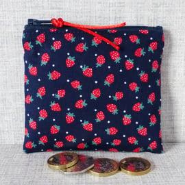Coin purse, small purse, strawberries.