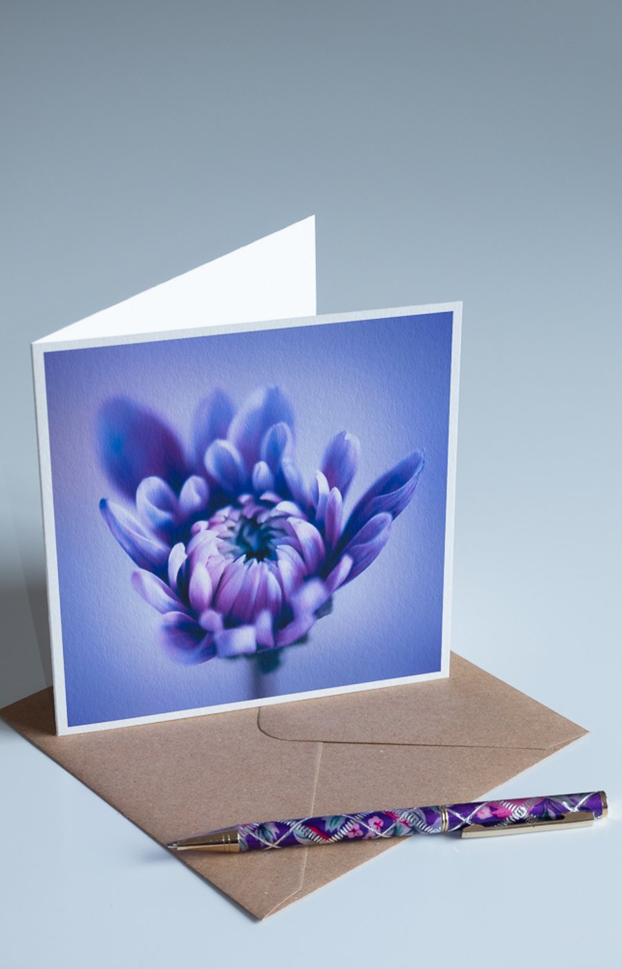 Fine Art Photo Card 'Purple Chrysanthemum' blank inside