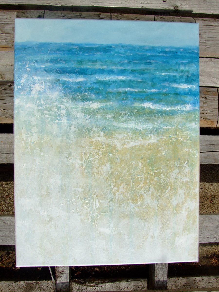 Seaside splash - 24x18" original acrylic mixed media canvas