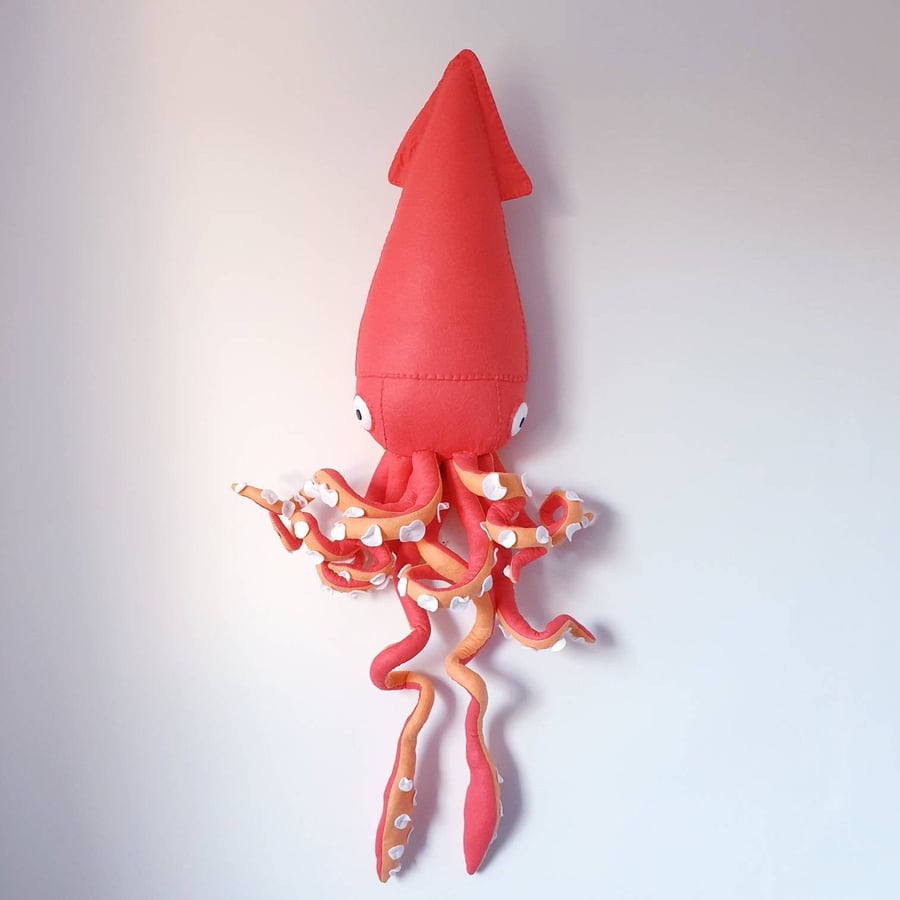 SQUID - Felt Faux Taxidermy - Wall Mounted Animal Head